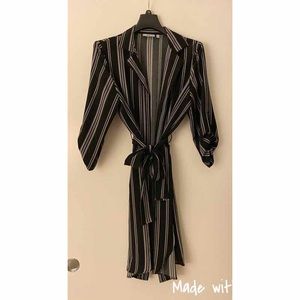 Black and white, long kimono with tie